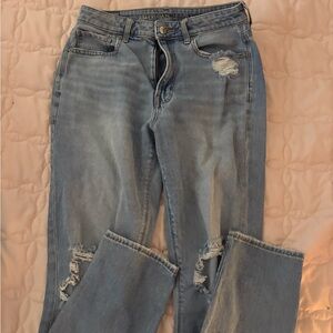 American Eagle Outfitters Women's Light Blue Straight Leg Jeans